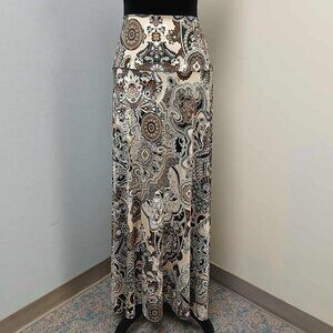 LulaRoe Women's Large long silky Brown/Cream Paisley Maxi Skirt